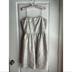 Strapless Silver and cream to the knee dress